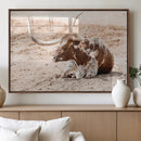 Texas Longhorn Wall Art Canvas Print – Framed Resting Bull by MyGreatCanvas | Canvas Wall Art Prints | Photo Prints & Wall Decor