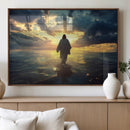 Jesus Walks Wall Art Canvas Print Framed Divine Sunset Art