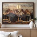 Wood Mountain Wall Art Canvas Print – Framed Boho Abstract