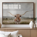 Texas Longhorn Wall Art Canvas Print – Framed Western Cow