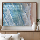 Aerial Ocean View Wall Art Canvas Print – Framed Soft Blue