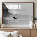 Surfer Beach Wall Art – Framed Black White Ocean Canvas by MyGreatCanvas | Canvas Wall Art Prints | Photo Prints & Wall Decor