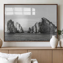 Coastal Wall Art – Framed Black White Ocean Canvas Artwork,