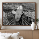 Black White Surfing Wall Art Canvas Print – Framed Coastal by MyGreatCanvas | Canvas Wall Art Prints | Photo Prints & Wall Decor