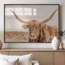Texas Longhorn Wall Art Canvas Print – Framed Sepia Cow Art by MyGreatCanvas | Canvas Wall Art Prints | Photo Prints & Wall Decor