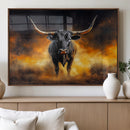 Longhorn Canvas Wall Art Canvas Print – Framed Bold Bull