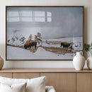 Bison Wildlife Wall Art Canvas Print – Framed Snowy Prairie