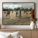 Texas Longhorns Wall Art Canvas Print – Framed Rustic Farm by MyGreatCanvas | Canvas Wall Art Prints | Photo Prints & Wall Decor