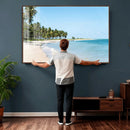 Palm Tree Coast Wall Art Canvas Print – Framed Island Getaway with Crystal Blue Water Scenic Artwork for Home, Office by MyGreatCanvas | Canvas Wall Art Prints | Photo Prints & Wall Decor