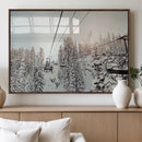 Frosty Pines Wall Art Canvas Print – Framed Cozy Cabin Ski
