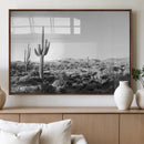 Saguaro Cactus Wall Art Canvas Print – Framed Monochrome
