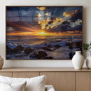 Sunset Ocean Wall Art Canvas Print – Waves Rocky Shore by MyGreatCanvas | Canvas Wall Art Prints | Photo Prints & Wall Decor