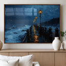 Dark Stormy Pier Wall Art Canvas Print, Moody Ocean Night by MyGreatCanvas | Canvas Wall Art Prints | Photo Prints & Wall Decor