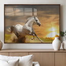 White Horse Running Canvas Sunset Wall Art by MyGreatCanvas | Canvas Wall Art Prints | Photo Prints & Wall Decor