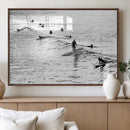 Black White Surfing Wall Art Canvas Print – Framed Artistic by MyGreatCanvas | Canvas Wall Art Prints | Photo Prints & Wall Decor
