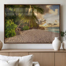 Tropical Beach Sunset Palm Trees White Sand Ocean Waves by MyGreatCanvas | Canvas Wall Art Prints | Photo Prints & Wall Decor