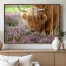 Highland Cow Wall Art Canvas Print – Framed Purple Flowers by MyGreatCanvas | Canvas Wall Art Prints | Photo Prints & Wall Decor