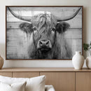 Black White Highland Cow Wall Art Canvas Print by MyGreatCanvas | Canvas Wall Art Prints | Photo Prints & Wall Decor