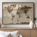 Vintage World Map Wall Art Canvas Print for Living Room, by MyGreatCanvas | Canvas Wall Art Prints | Photo Prints & Wall Decor