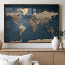 Navy Blue World Map Canvas Print – Framed Travel Map Wall by MyGreatCanvas | Canvas Wall Art Prints | Photo Prints & Wall Decor