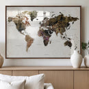 Watercolor World Map Print - Large Wall Art Canvas Print for