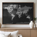 Black World Map Wall Art Canvas Print – Detailed Map of the by MyGreatCanvas | Canvas Wall Art Prints | Photo Prints & Wall Decor
