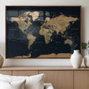 Vintage World Map Canvas on the Dark Background Wall Art