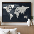 Black World Map Wall Art Canvas Print for Home Office and by MyGreatCanvas | Canvas Wall Art Prints | Photo Prints & Wall Decor