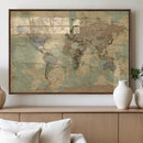 Vintage World Map Wall Art | Ready to Hang and Framed