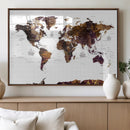 Rustic World Map Wall Art Canvas Print | Large World Map on