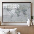 Push Pin World Map Canvas Print - Detailed Vintage World Map
