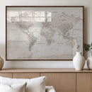 Antique Style World Map Canvas Print - Vintage Detailed