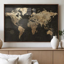 Framed World Map with Pin Canvas Print – Detailed World Map