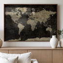Push Pin World Map Canvas Wall Art Print, Interactive Travel
