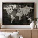 Vintage World Map Wall Art Canvas Print – Framed Large Map