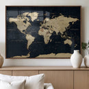 Dark World Map Canvas Wall Art Print, Minimal Black and Gold by MyGreatCanvas | Canvas Wall Art Prints | Photo Prints & Wall Decor