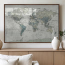 Neutral Vintage World Map Canvas Wall Art Print, Classic Map