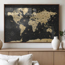 Vintage Blue and Brown World Map Canvas Wall Art – Framed by MyGreatCanvas | Canvas Wall Art Prints | Photo Prints & Wall Decor