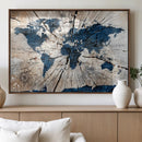 Rustic World Map Canvas Print – Framed Wall Art for Couples, by MyGreatCanvas | Canvas Wall Art Prints | Photo Prints & Wall Decor