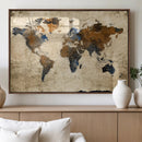 Rustic Watercolor World Map Canvas Wall Art – Framed Travel by MyGreatCanvas | Canvas Wall Art Prints | Photo Prints & Wall Decor