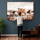 Texas Longhorn Cattle Wall Art Canvas Print, Sepia Western by MyGreatCanvas | Canvas Wall Art Prints | Photo Prints & Wall Decor