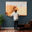 Minimal Longhorn Bull Wall Art Canvas Print, Neutral Western by MyGreatCanvas | Canvas Wall Art Prints | Photo Prints & Wall Decor