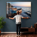 Coastal Fishing Boats Wall Art Canvas Print, Sunset Beach by MyGreatCanvas | Canvas Wall Art Prints | Photo Prints & Wall Decor