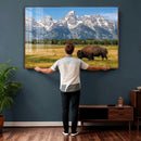 Bison in Mountain Landscape Wall Art Canvas Print – Western by MyGreatCanvas | Canvas Wall Art Prints | Photo Prints & Wall Decor
