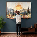 Boho Mountain Landscape Large Wall Art, Horizontal Gold by MyGreatCanvas | Canvas Wall Art Prints | Photo Prints & Wall Decor
