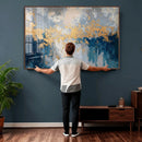 Blue Gold Abstract Large Framed Canvas Wall Art, Modern by MyGreatCanvas | Canvas Wall Art Prints | Photo Prints & Wall Decor