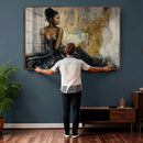Black Woman Canvas Wall Art — Black Gold Gown Fashion Print by MyGreatCanvas | Canvas Wall Art Prints | Photo Prints & Wall Decor