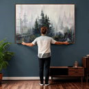 Misty Pine Forest Oil Painting Canvas — Dark Moody Teal Grey by MyGreatCanvas | Canvas Wall Art Prints | Photo Prints & Wall Decor