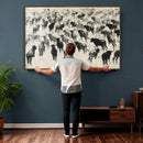 Longhorn Cattle Canvas Wall Art, Black White Stampede Ink by MyGreatCanvas | Canvas Wall Art Prints | Photo Prints & Wall Decor