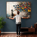 Banksy Graffiti Butterfly Girl Wall Art Canvas Print, Framed by MyGreatCanvas | Canvas Wall Art Prints | Photo Prints & Wall Decor